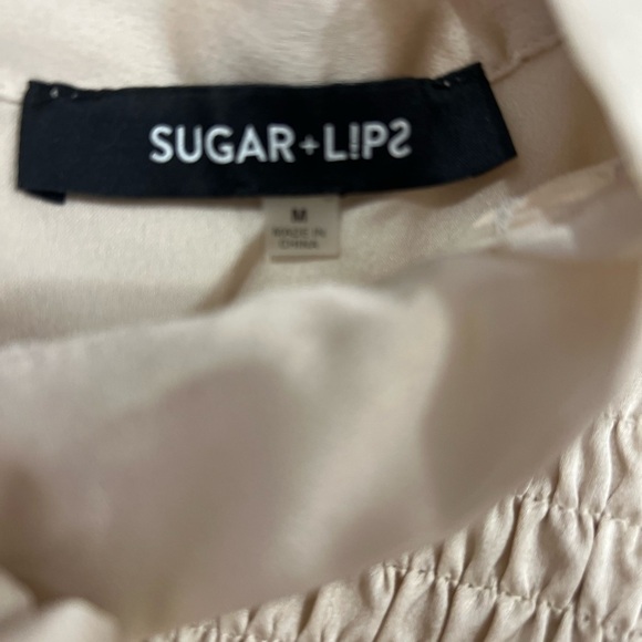 Sugar Lips champagne ruffle long sleeve women’s blouse medium - Picture 7 of 8
